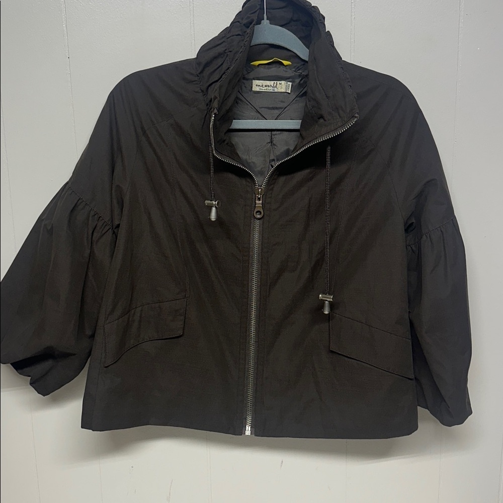 ONE WORLD Chocolate Brown Zip-Up Jacket